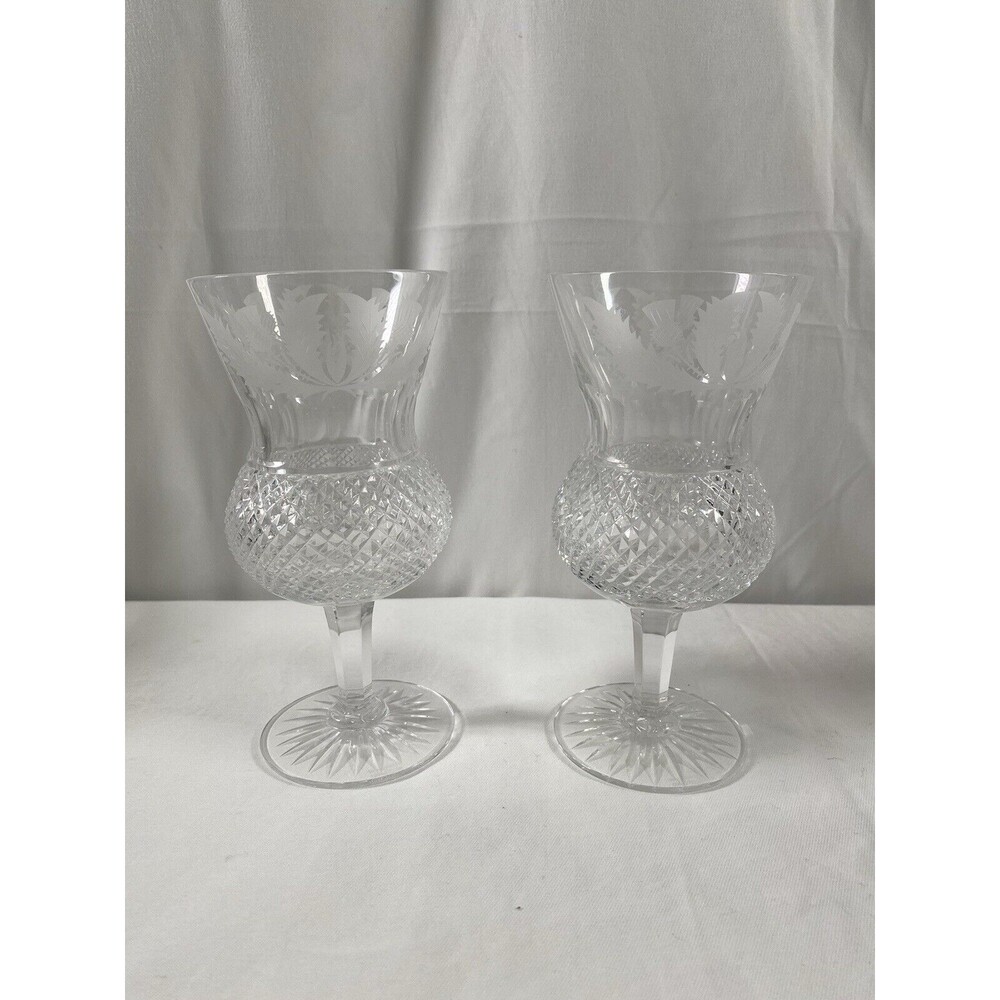 ONE (1) Edinburgh Crystal Thistle Wine Hock Glass 6 1/2” Tall  #664 READ